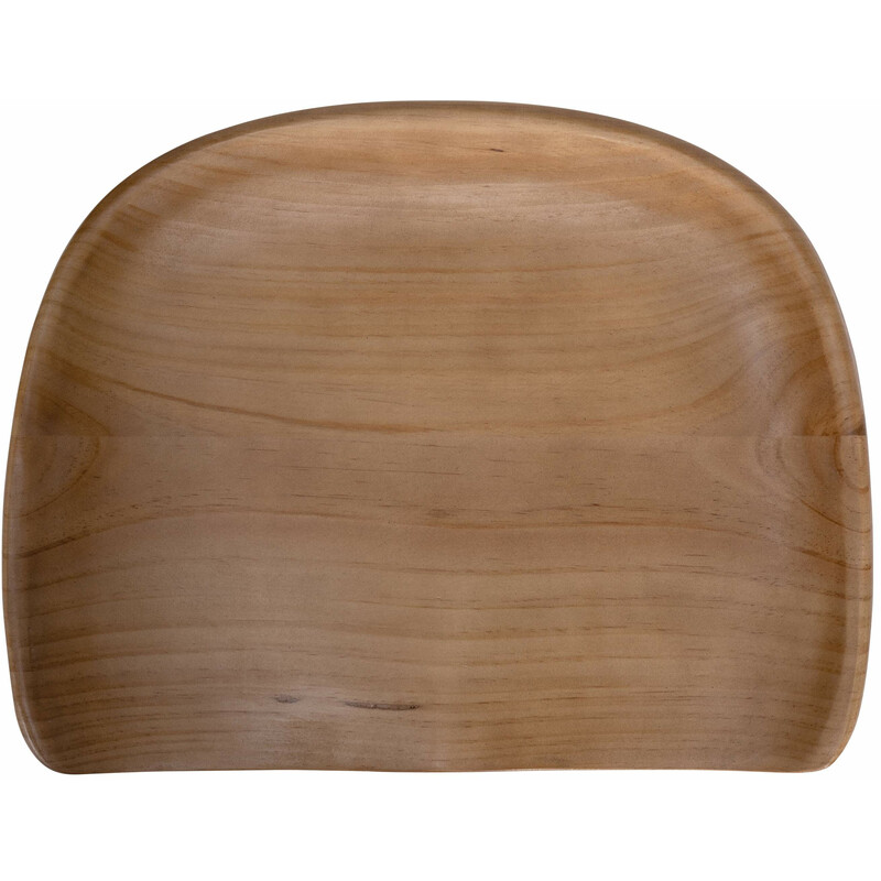 Stilfuld massivt træ barstol med mat sort metalramme og gulvvenlige ben