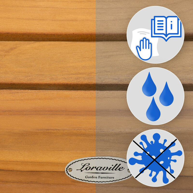 Stilfuld teak havebænk med to blomsterpotter udendørs holdbar