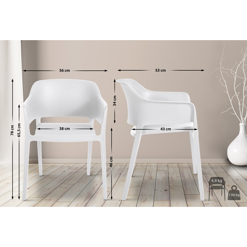 Elegant stabelbar plaststol til indendørs og udendørs brug