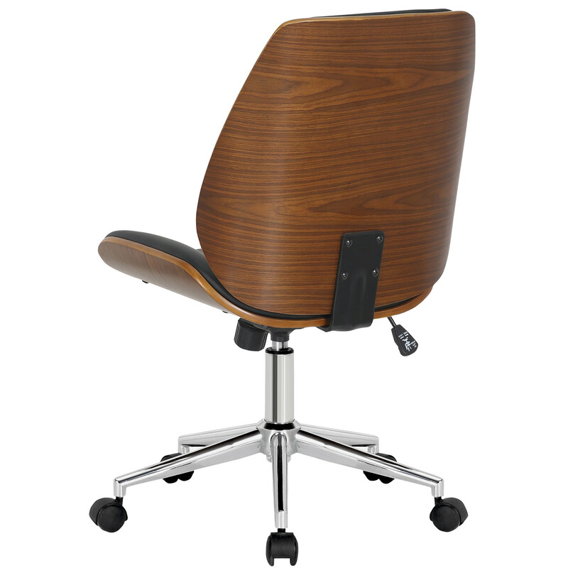 Drejbar og højdejusterbar kontorstol med kunstlæder træsidde sort eller krom