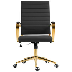 Elegant gylden kunstlæder kontorstol med ergonomisk ryglæn højdejusterbar og 360° roterende