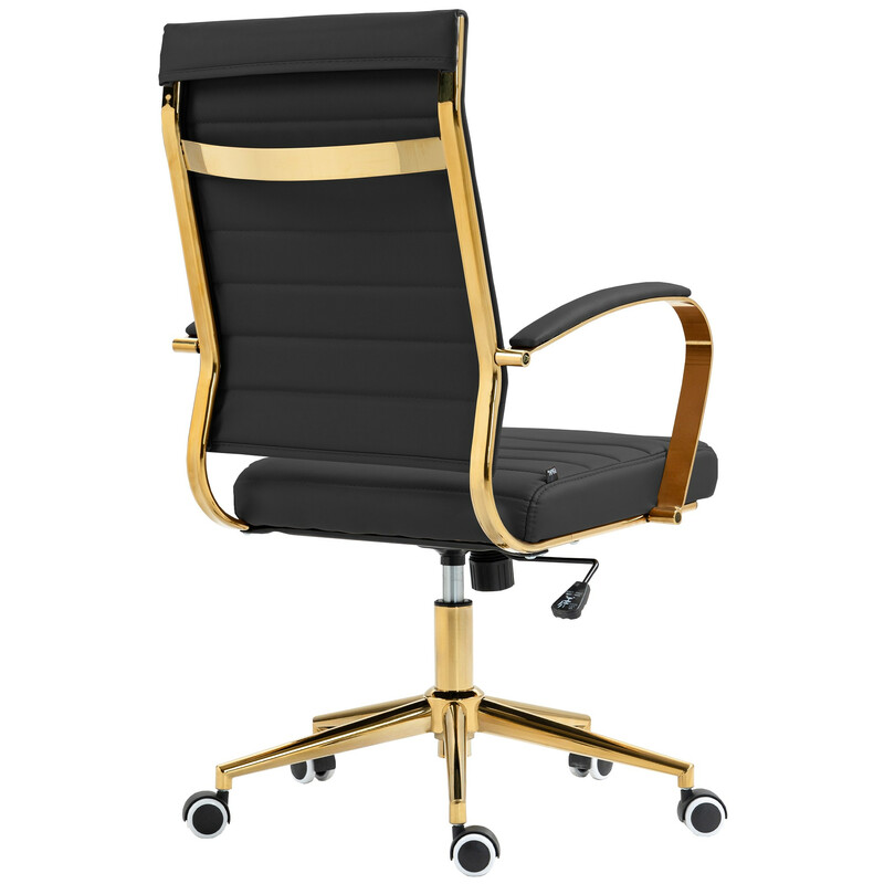 Elegant gylden kunstlæder kontorstol med ergonomisk ryglæn højdejusterbar og 360° roterende
