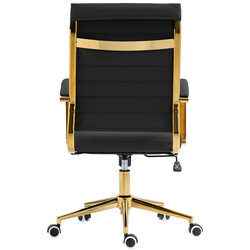 Elegant gylden kunstlæder kontorstol med ergonomisk ryglæn højdejusterbar og 360° roterende