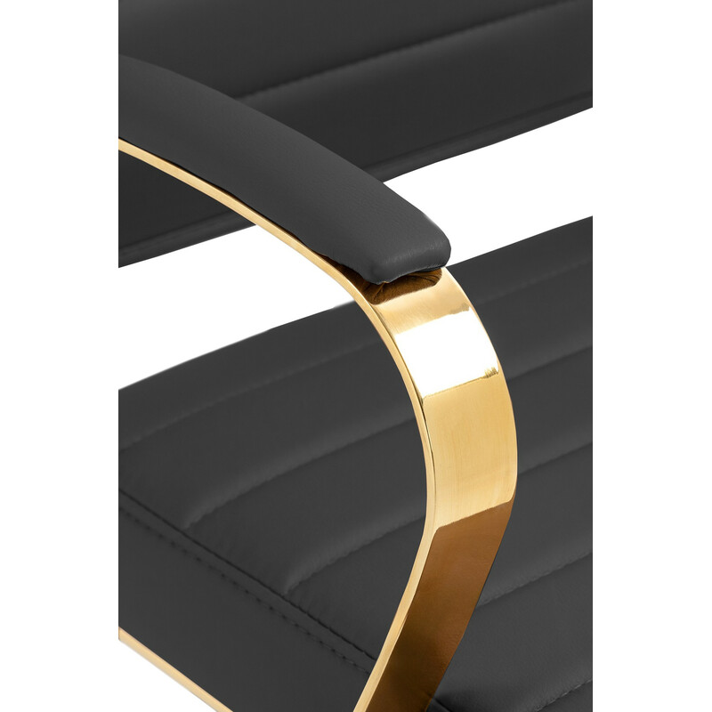 Elegant gylden kunstlæder kontorstol med ergonomisk ryglæn højdejusterbar og 360° roterende