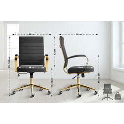 Elegant gylden kunstlæder kontorstol med ergonomisk ryglæn højdejusterbar og 360° roterende