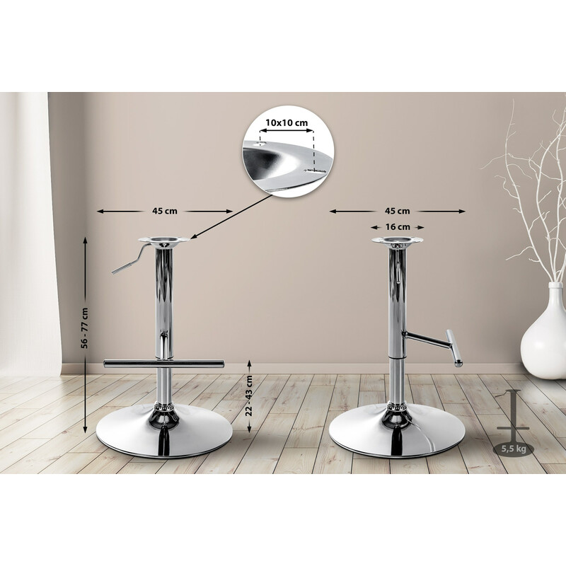 Roterende højdejusterbar T bund til barstol reservedel sort krom