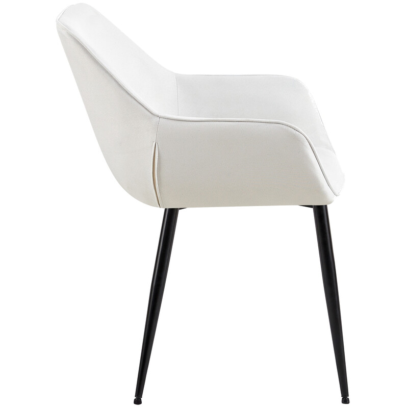 Elegant spisestol til badeværelset med polstret sæde og sort metalramme