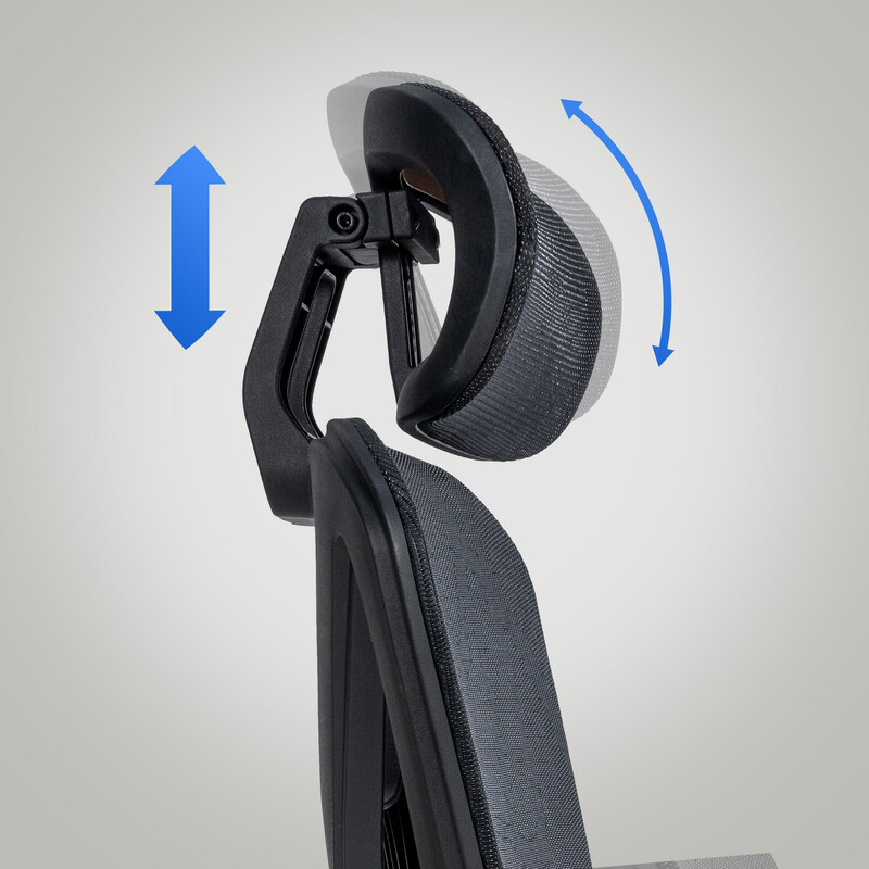 Ergonomisk kontorstol med justerbar nakkestøtte fodstøtte og 3D armlæn