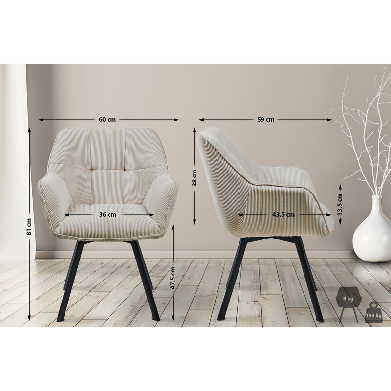 Moderne drejbar spisestol med polstret sæde fastmønstret stof og metalramme