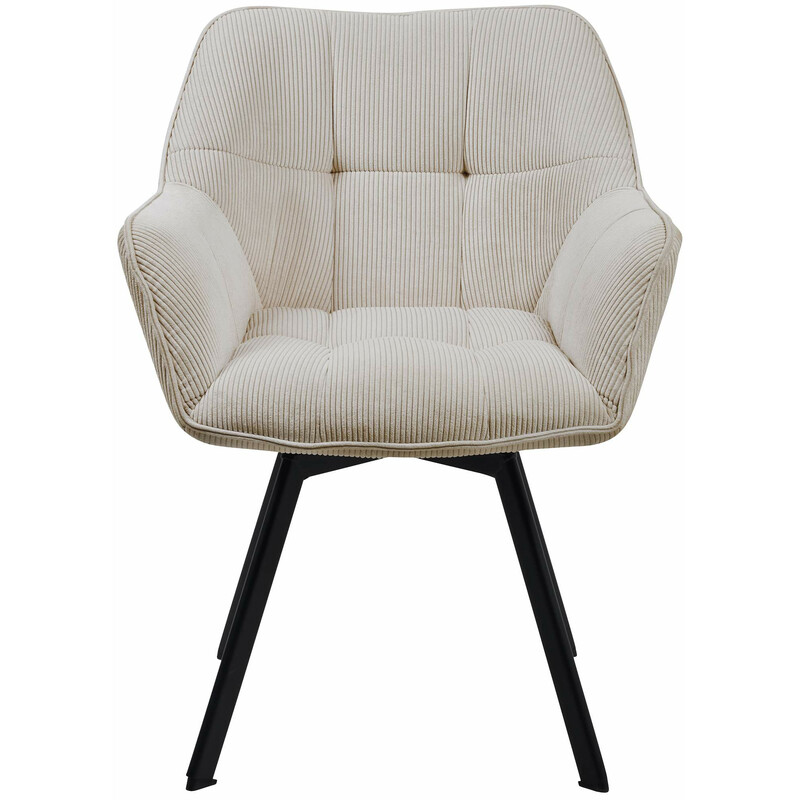 Moderne drejbar spisestol med polstret sæde fastmønstret stof og metalramme