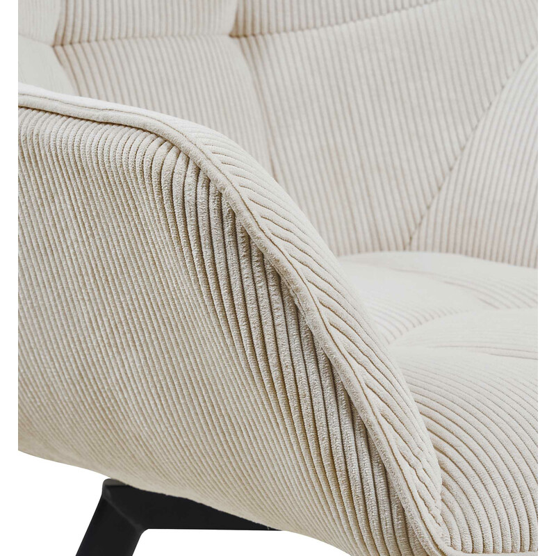 Moderne drejbar spisestol med polstret sæde fastmønstret stof og metalramme