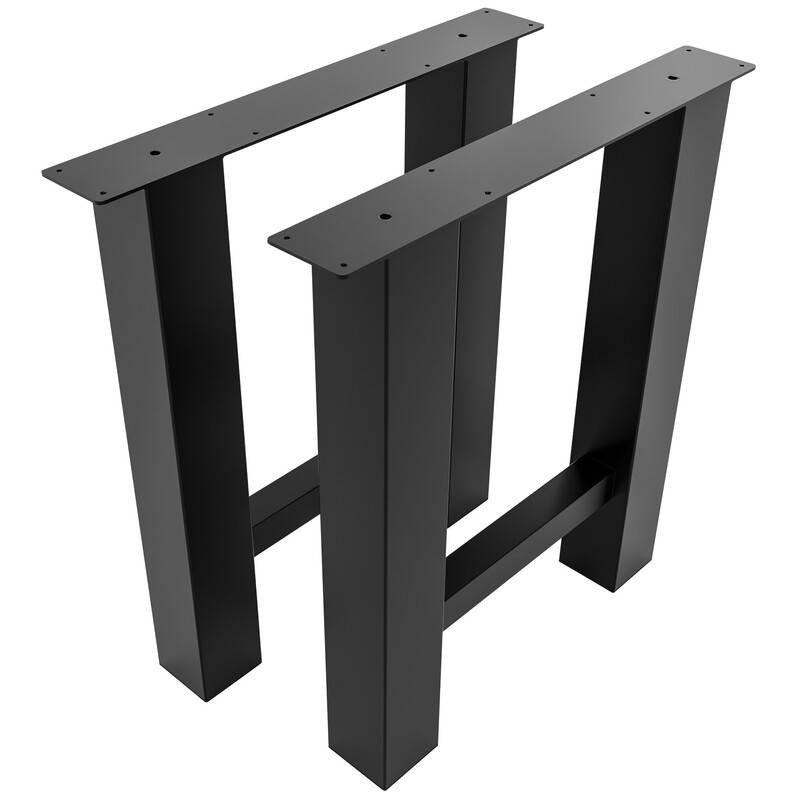 Hunker bordben af pulverbelagt stål 76 cm høj 70‑90 cm bred