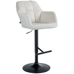 Justerbar fløjlsbarstol med armlæn fodstøtte og 360° rotation