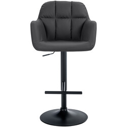 Justerbar barstol med armlæn fodstøtte og kunstlæder højde 97-118 cm