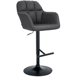 Justerbar barstol med armlæn fodstøtte og kunstlæder højde 97-118 cm