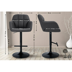 Justerbar barstol med armlæn fodstøtte og kunstlæder højde 97-118 cm