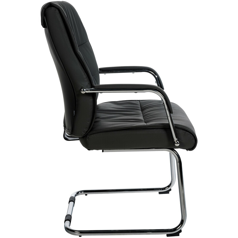 2 ergonomiske kunstlæder besøgsstole med metalramme og moderne design