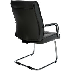 2 ergonomiske kunstlæder besøgsstole med metalramme og moderne design