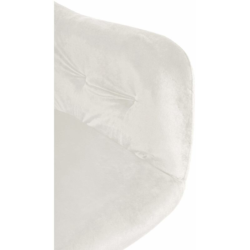 Elegant fløjlsbelagt spisestol med høj ryg og metalramme til moderne indretning