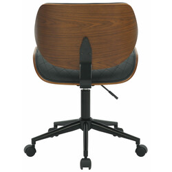 Ergonomisk kontorstol i kunstlæder med højdejustering og massivt træramme