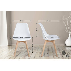 6 ergonomiske spisestole med let træramme og kunstlæder