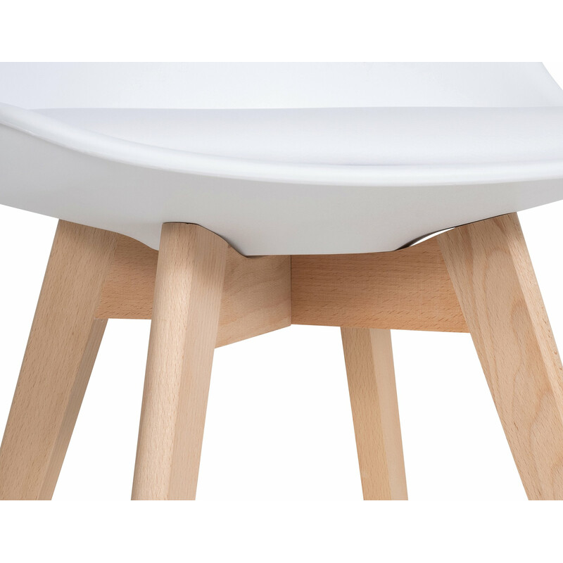 6 ergonomiske spisestole med let træramme og kunstlæder