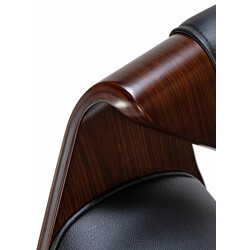 Højdejusterbar Foley barstol i kunstlæder med ryglænge og armlæn