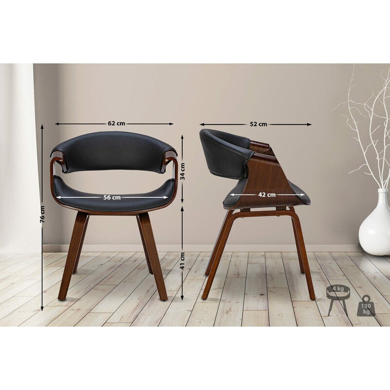 Foley spisestol med armlæn træramme og stof eller kunstlæderbetræk