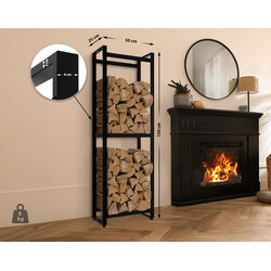 Morson sort pulverlakeret brændeholder 150 cm høj 25 cm dyb