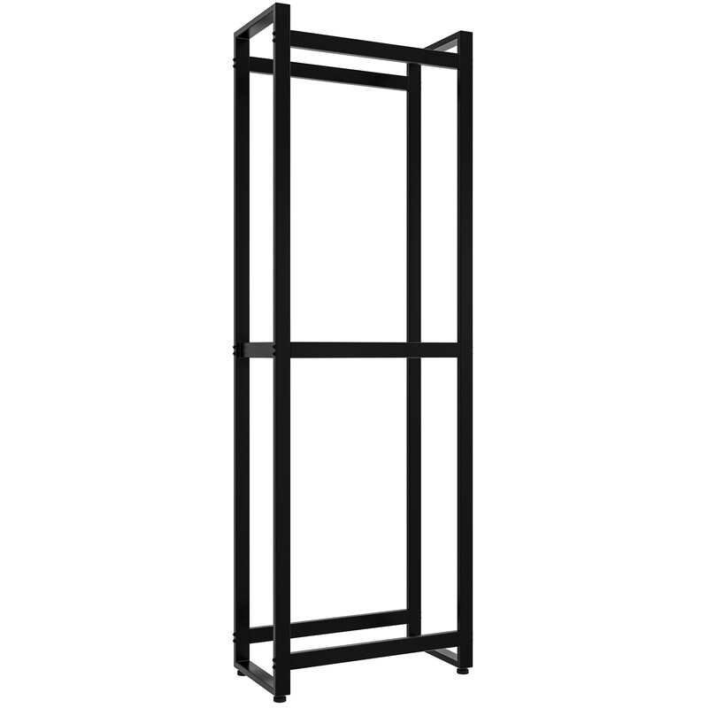 Morson sort pulverlakeret brændeholder 150 cm høj 25 cm dyb