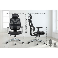 Ergonomisk kontorstol med justerbar nakkestøtte og netryg og 3D-armlehængere