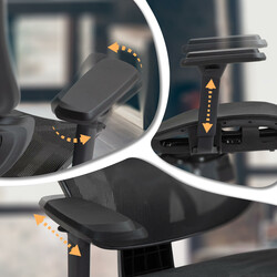 Ergonomisk kontorstol med justerbar nakkestøtte og netryg og 3D-armlehængere