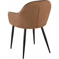 Fløjlsbelagt spisestol med polstrede armlæn og metalramme 150 kg