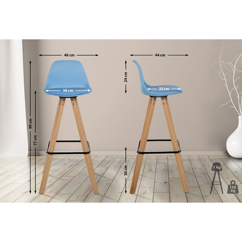 Corbin moderne barstol med kunstlæder fodstøtte og fyrretræramme