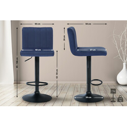 Jamie barstole med fløjlsovertræk justerbar højde 2 stk sæt