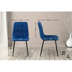 Antibes spisebordstol med polstret stof og sort metalramme