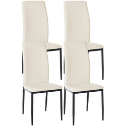 Stilfuldt sæt med fire spisestole i fløjl eller kunstlæder med metalben