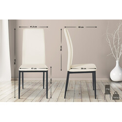 Stilfuldt sæt med fire spisestole i fløjl eller kunstlæder med metalben