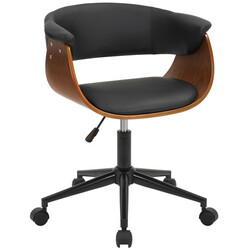 Elegant ergonomisk kontorstol i valnøddetræ med sort kunstlæder højdejusterbar 360 graders drejning