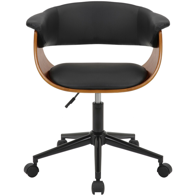 Elegant ergonomisk kontorstol i valnøddetræ med sort kunstlæder højdejusterbar 360 graders drejning