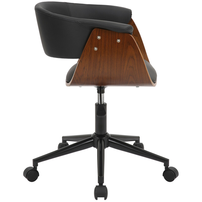 Elegant ergonomisk kontorstol i valnøddetræ med sort kunstlæder højdejusterbar 360 graders drejning