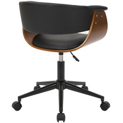 Elegant ergonomisk kontorstol i valnøddetræ med sort kunstlæder højdejusterbar 360 graders drejning