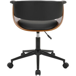 Elegant ergonomisk kontorstol i valnøddetræ med sort kunstlæder højdejusterbar 360 graders drejning