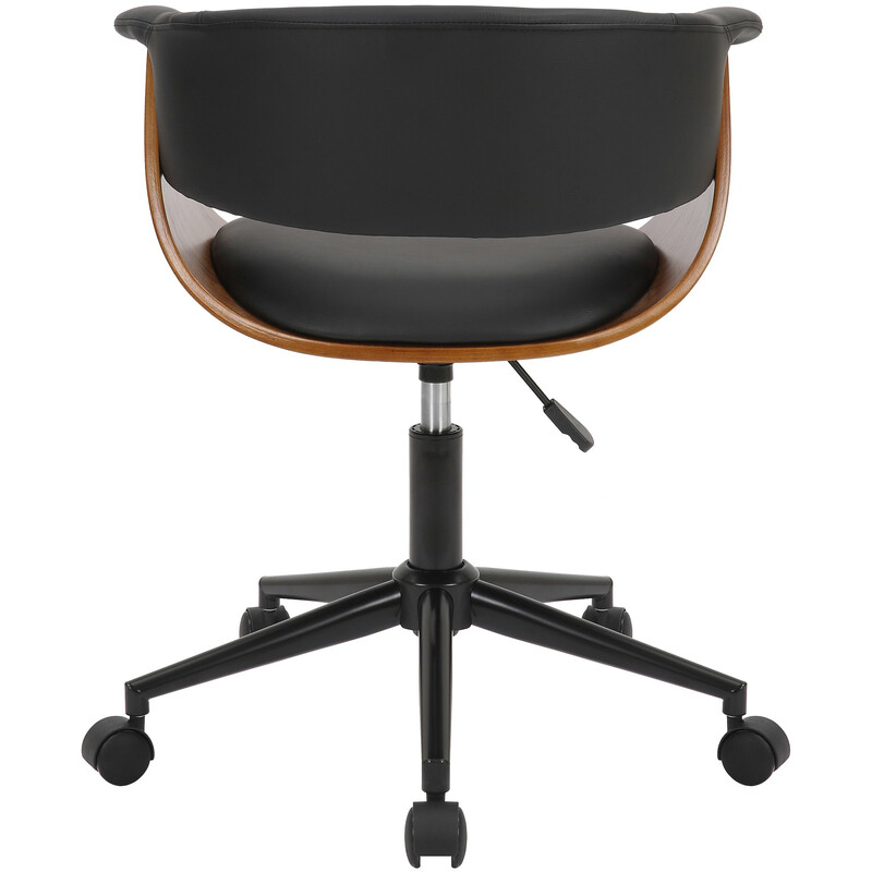 Elegant ergonomisk kontorstol i valnøddetræ med sort kunstlæder højdejusterbar 360 graders drejning