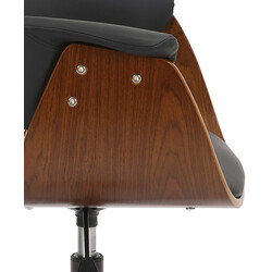 Elegant ergonomisk kontorstol i valnøddetræ med sort kunstlæder højdejusterbar 360 graders drejning