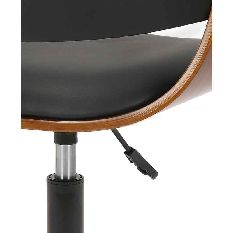 Elegant ergonomisk kontorstol i valnøddetræ med sort kunstlæder højdejusterbar 360 graders drejning