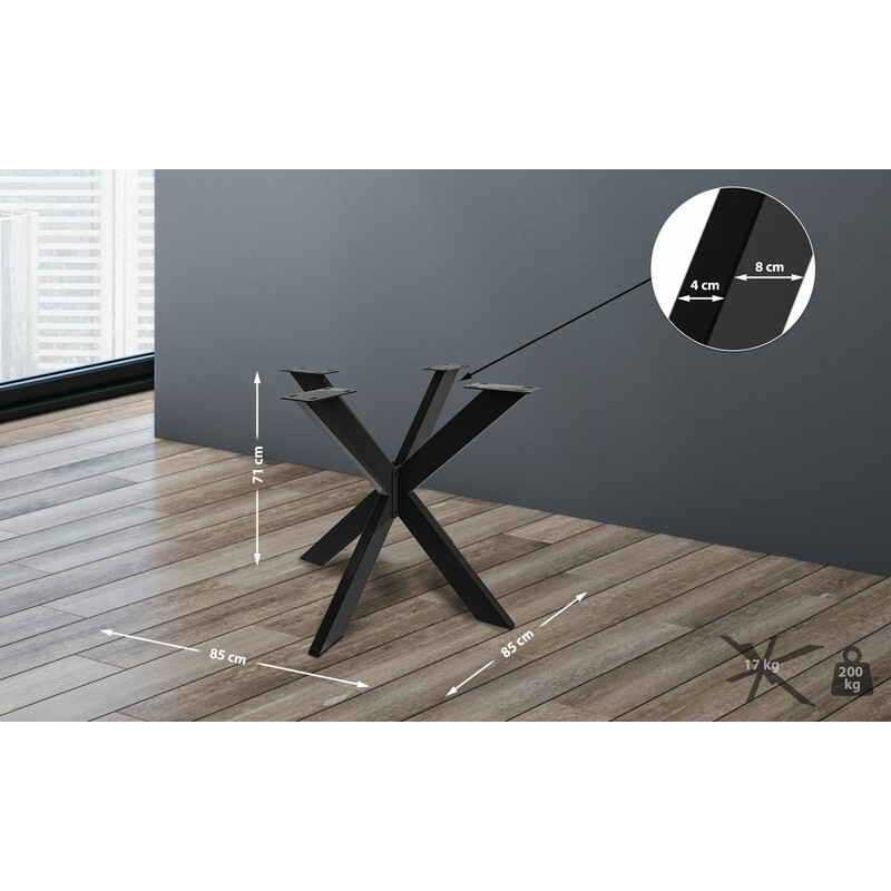 Ervin-pöydänjalat justerbare metalben med 200 kg kapacitet i tre størrelser