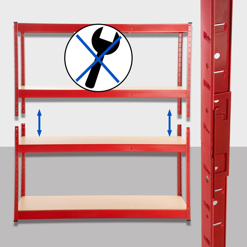 Robust metalhylde 2,4 ton kapacitet med justerbare hylder 180 cm høj