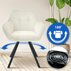 Drejelig spisestol med polstret sæde og metalramme