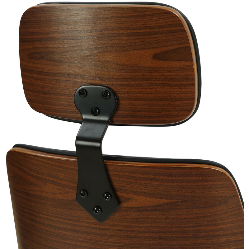 Ergonomisk kontorstol i kunstlæder med træryg hovedstøtte og armlæn